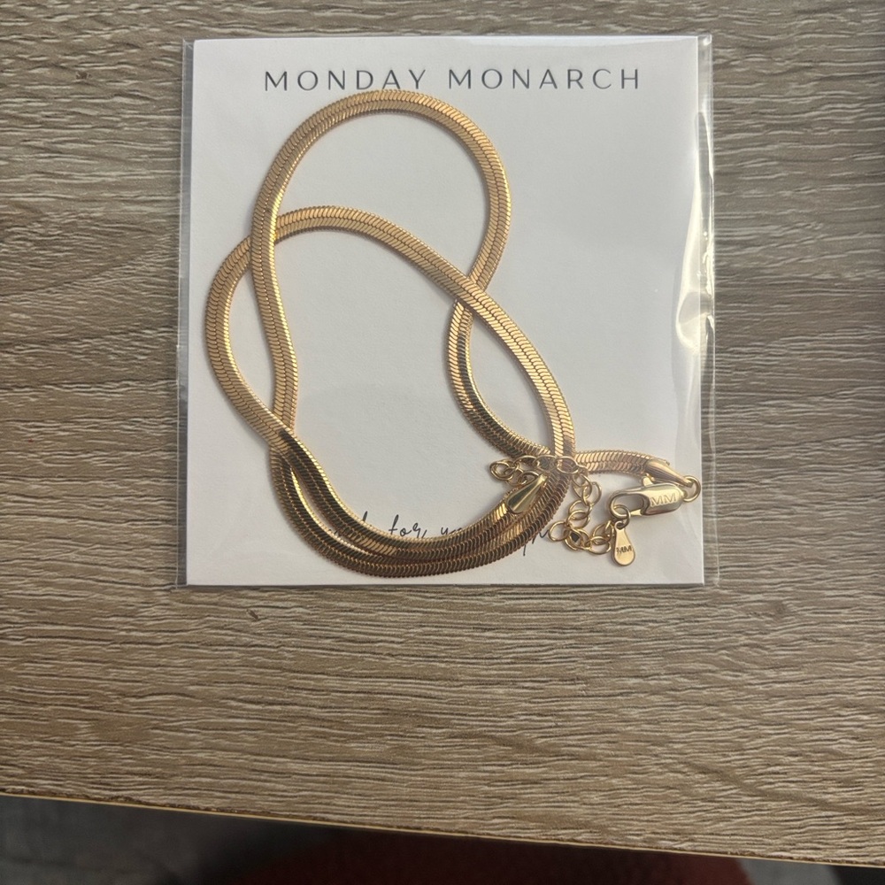 Gold Herringbone Snake Necklace